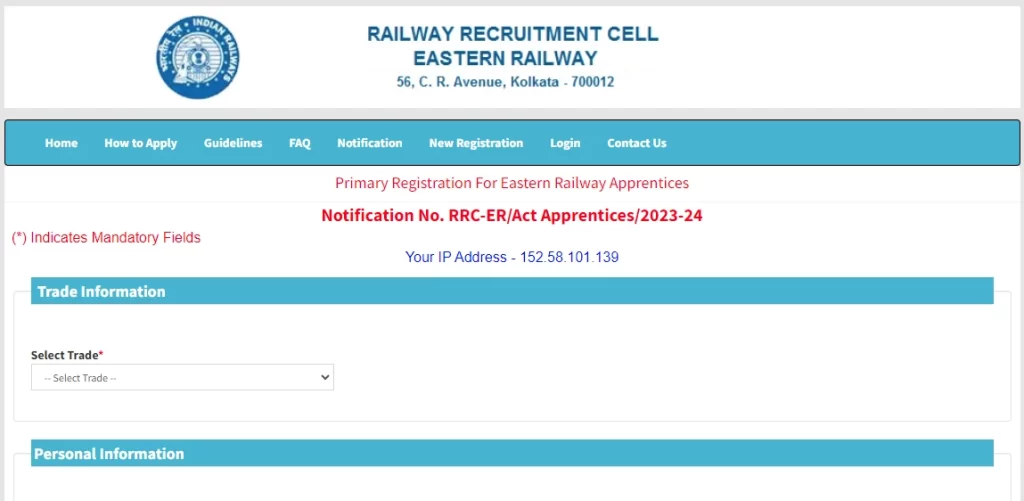 Eastern Railway Apprentice Recruitment 2023 Apply Online